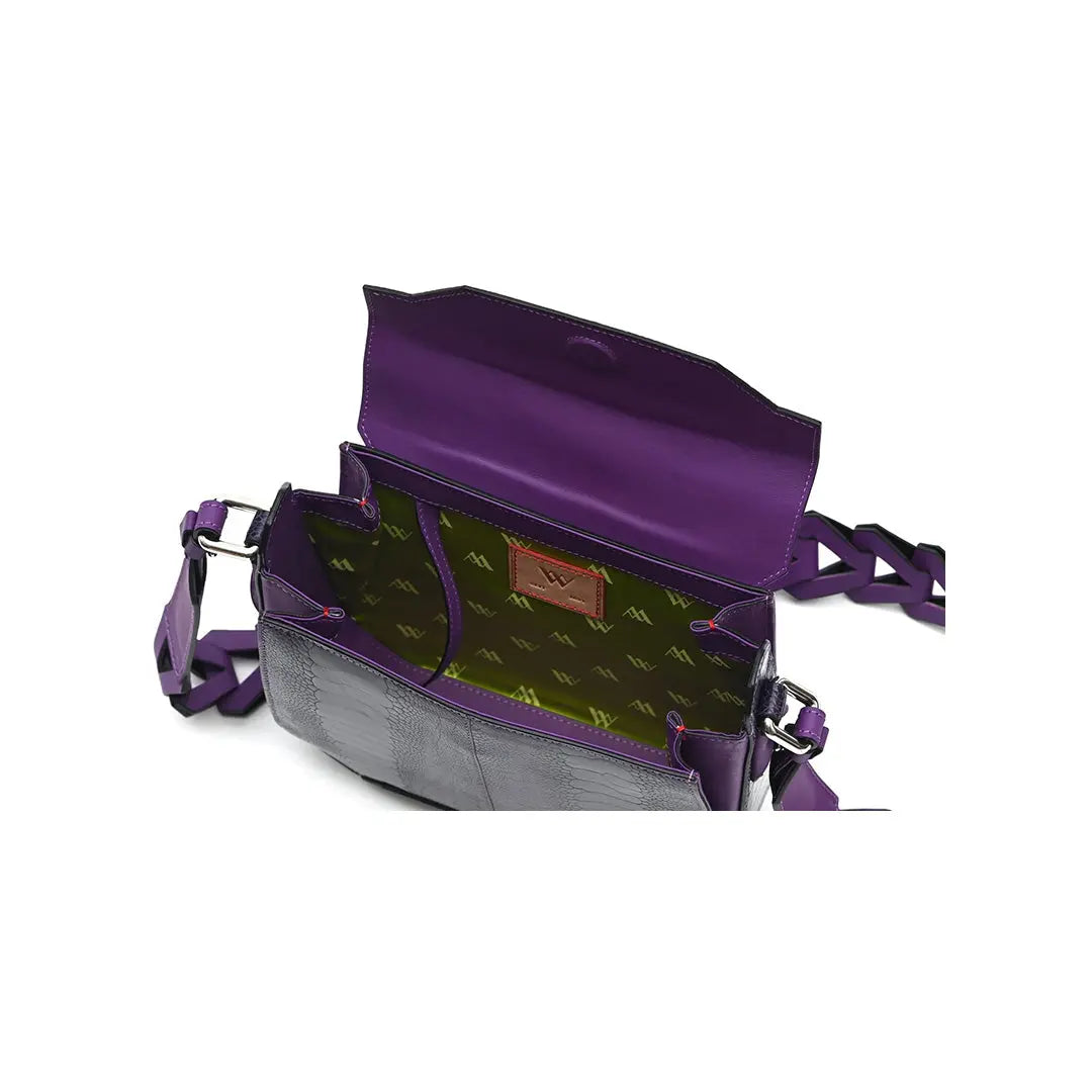 Purple Lia Ostrich Leather Shoulder Bag Bellabags Bellabags