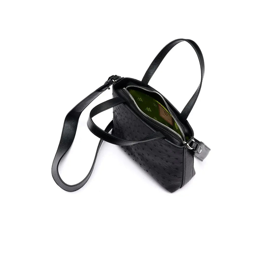 Black Lily Ostrich Quill Leather Shoulder Bag Bellabags Bellabags