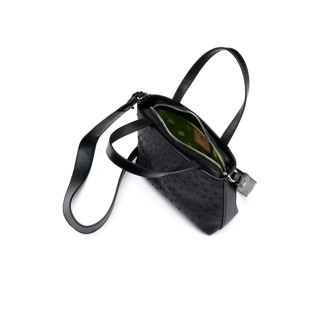 Black Lily Ostrich Quill Leather Shoulder Bag Bellabags Bellabags