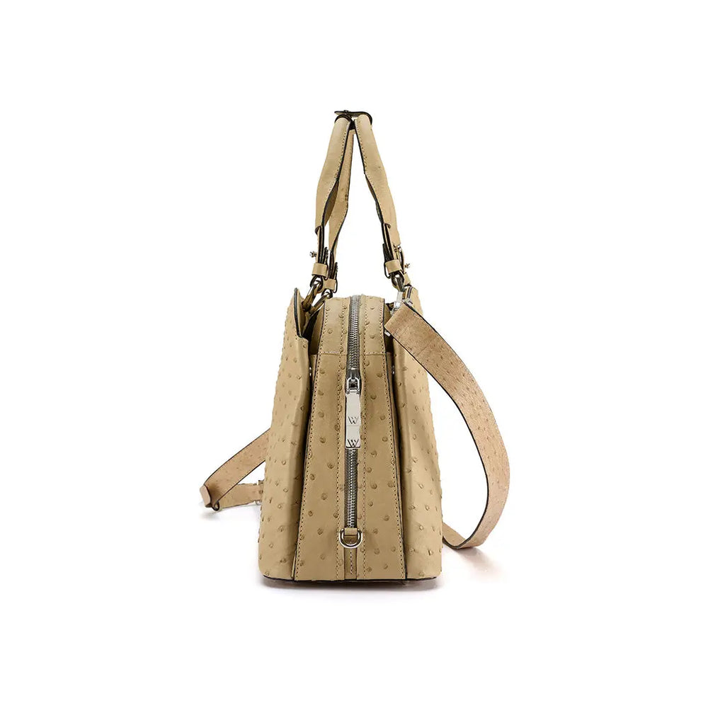 Beige Lexington Ostrich Leather Business Bag Bellabags Bellabags