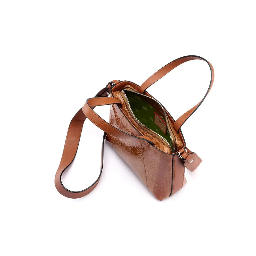 Brown Lily Ostrich Leather Shoulder Bag Bellabags Bellabags