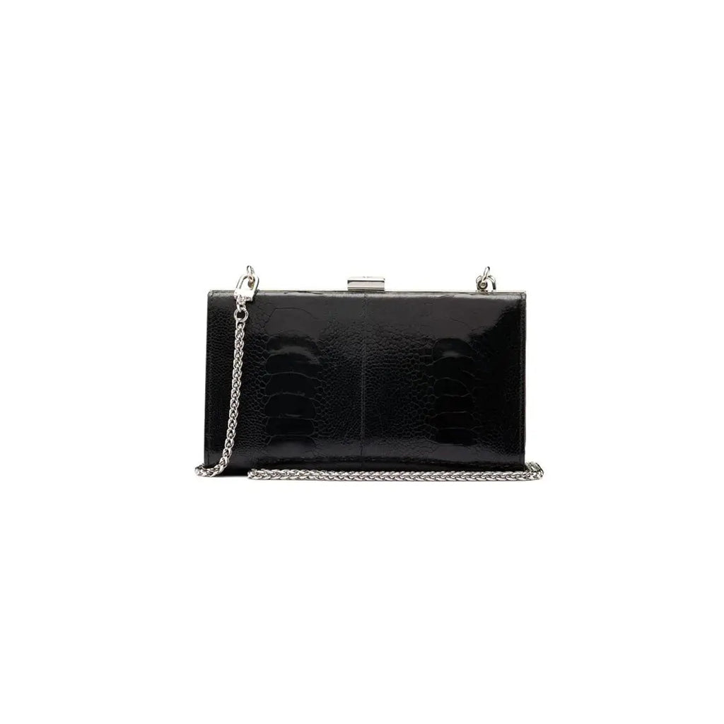 Black Libby Ostrich Leather Evening Bag Bellabags Bellabags