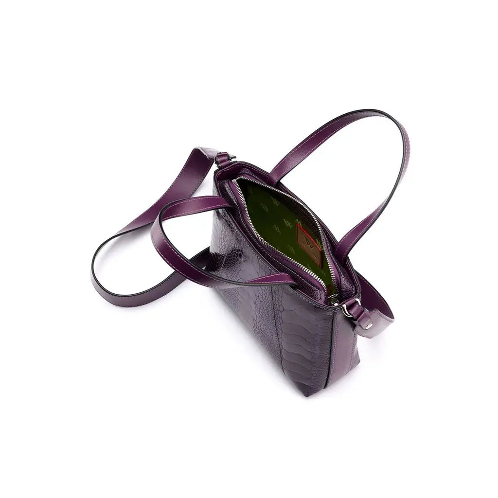 Purple Lily Ostrich Leg Leather Shoulder Bag Bellabags Bellabags