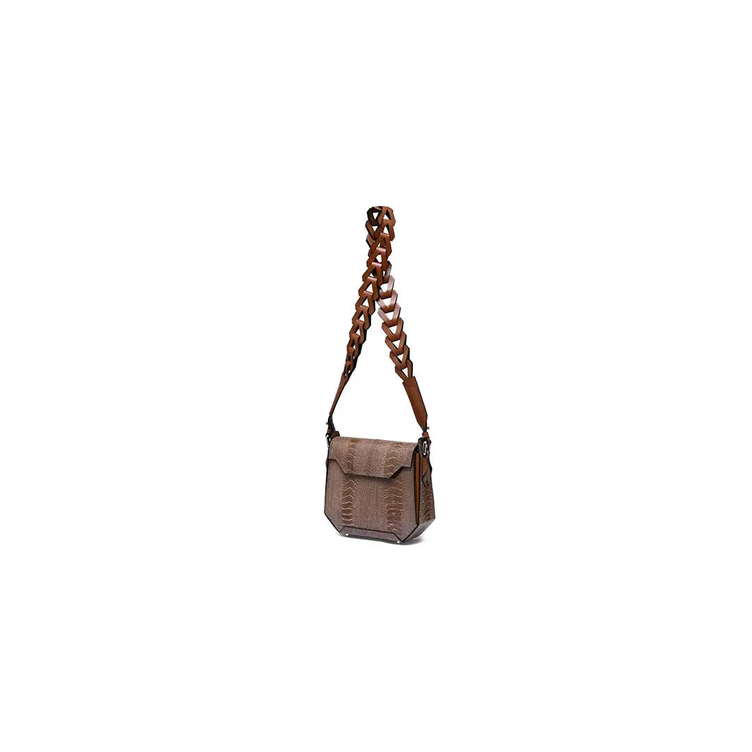 Brown Lia Ostrich Leather Shoulder Bag Bellabags Bellabags