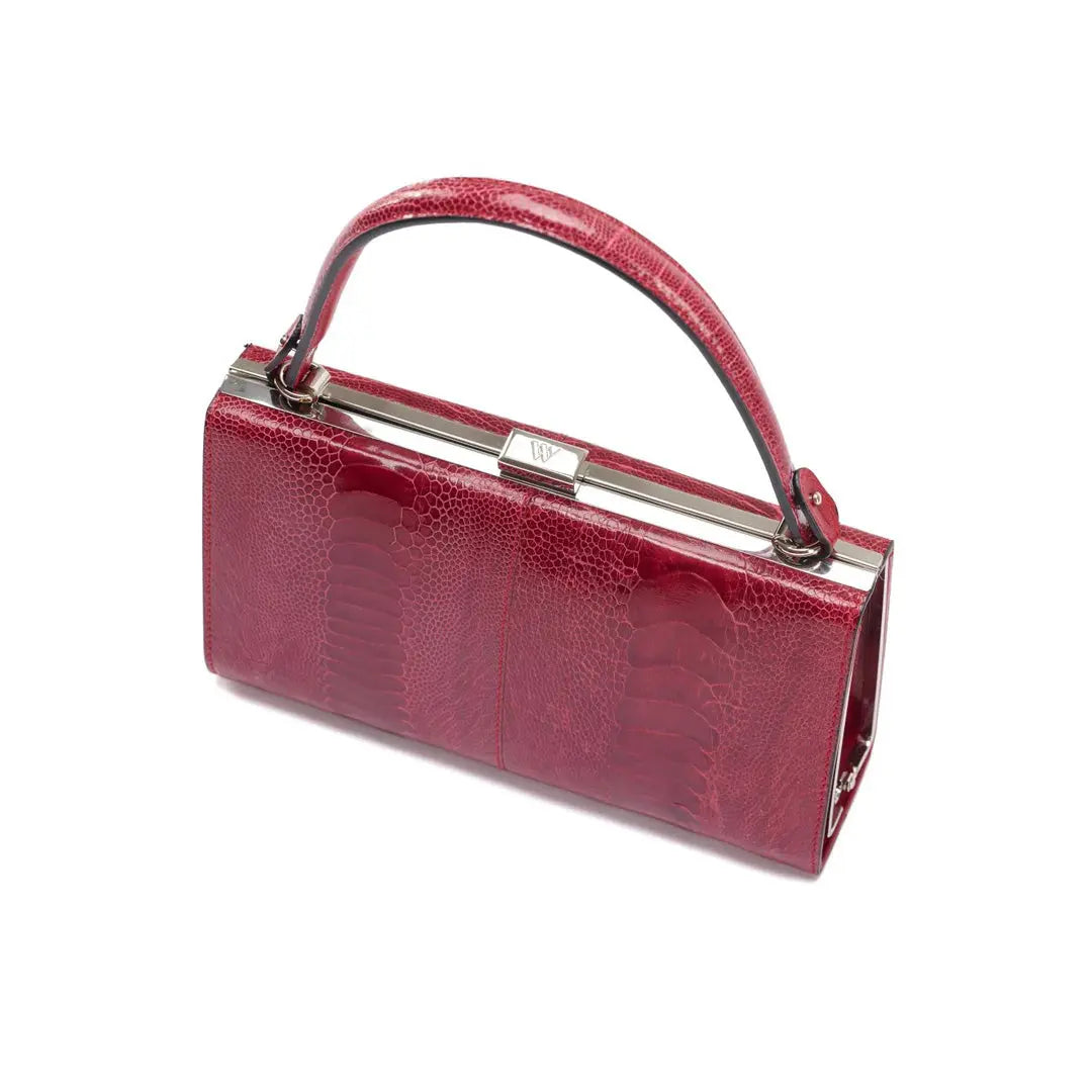 Red Libby Ostrich Leather Evening Bag Bellabags Bellabags