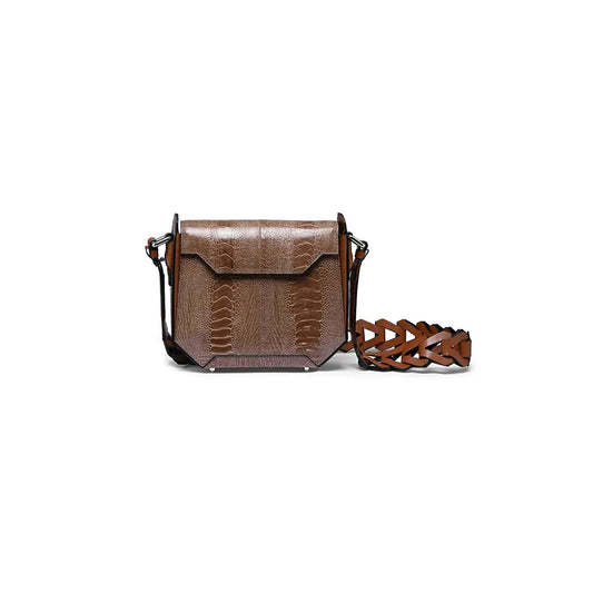 Brown Lia Ostrich Leather Shoulder Bag Bellabags Bellabags