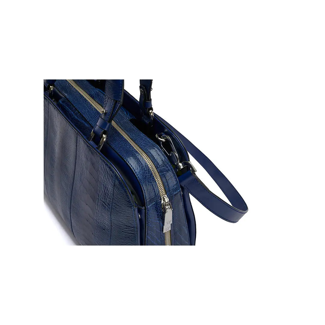 Blue Lexington Ostrich Leather Business Bag Bellabags Bellabags