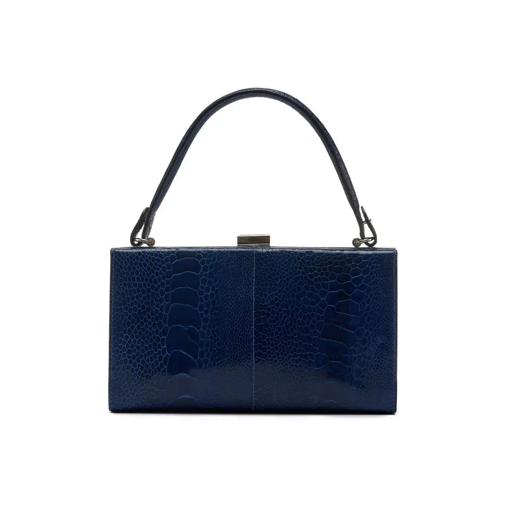 Blue Libby Ostrich Leather Evening Bag Bellabags Bellabags