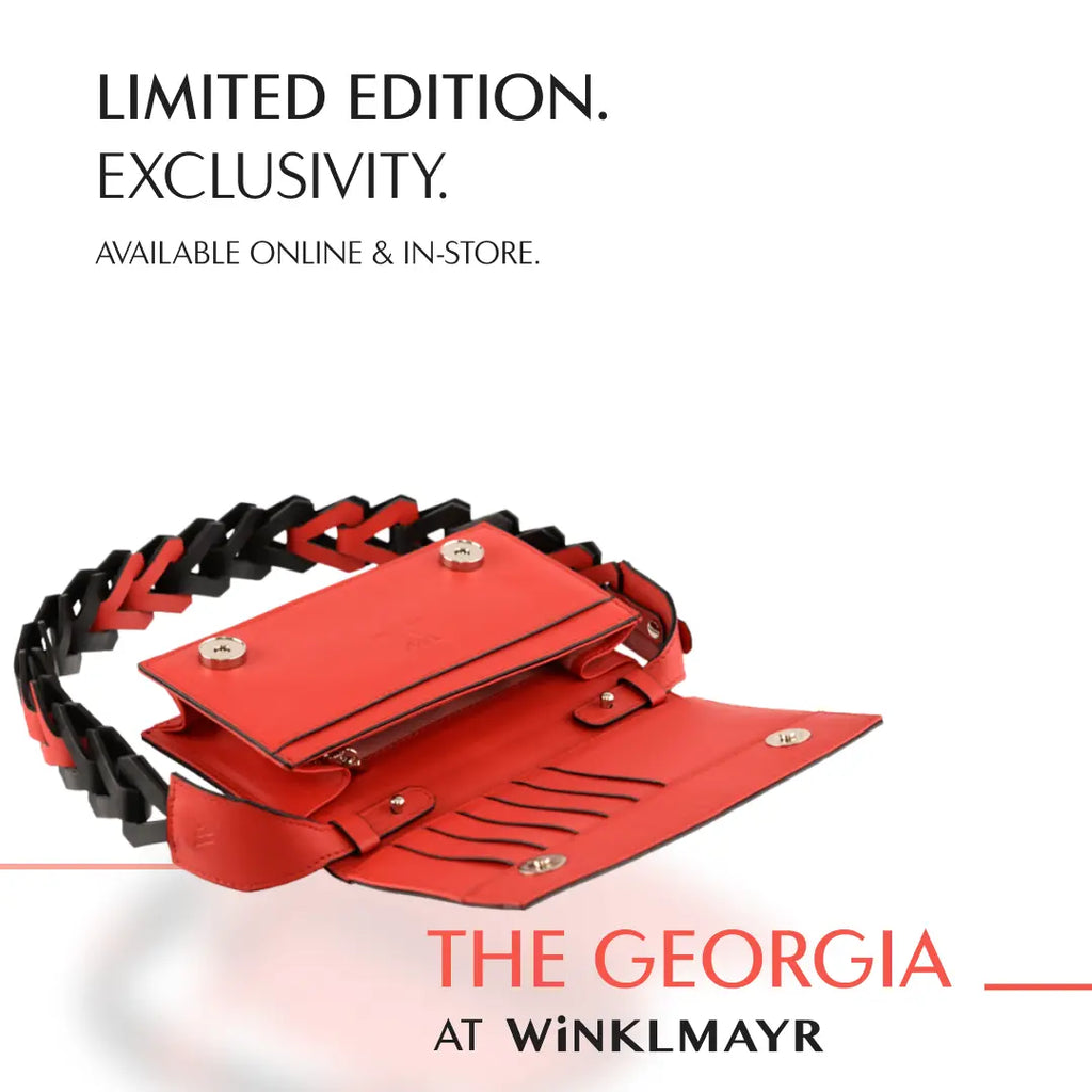 Black Georgia Limited Edition Ostrich Leather Clutch Bag with Red Gussets Bellabags Bellabags