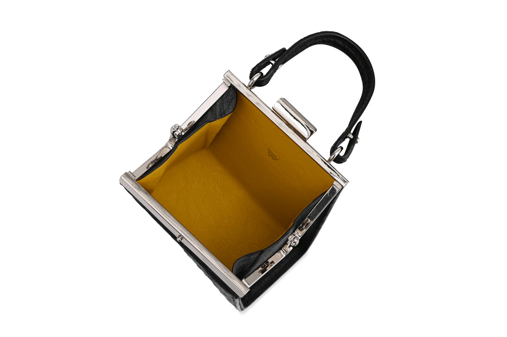 Black Vegas Ostrich Quill Leather Micro Bag Bellabags Bellabags