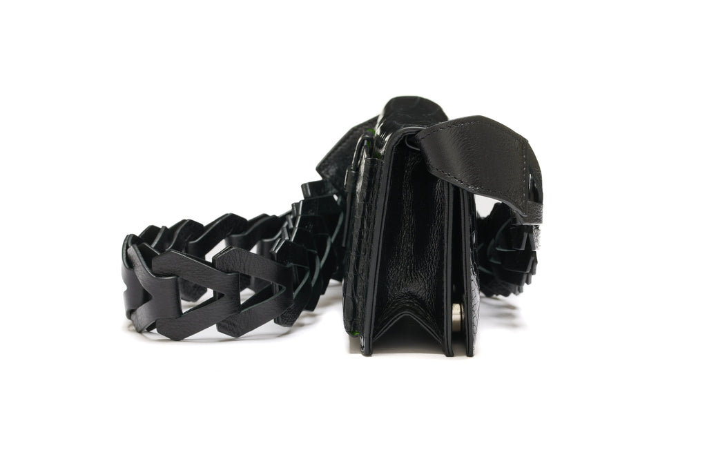 Black Georgia Crocodile Leather Clutch Bag Bellabags Bellabags