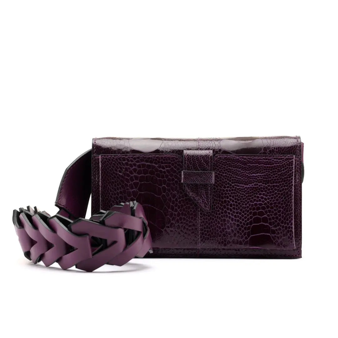 Purple Georgia Ostrich Leg Leather Clutch Bag Bellabags Bellabags