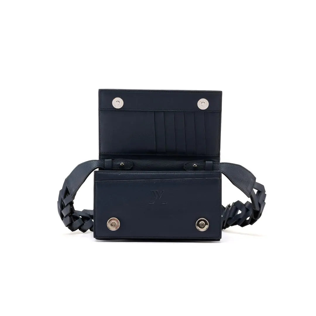 Blue Georgia Ostrich Quill Leather  Clutch Bag Bellabags Bellabags