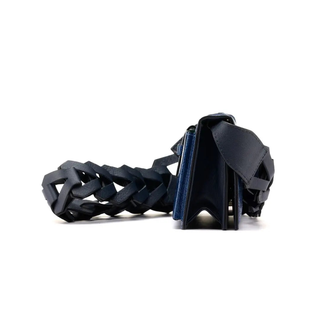 Blue Georgia Ostrich Quill Leather  Clutch Bag Bellabags Bellabags