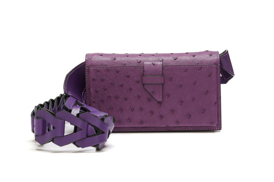 Purple Georgia Ostrich Quill Leather Clutch Bag Bellabags Bellabags
