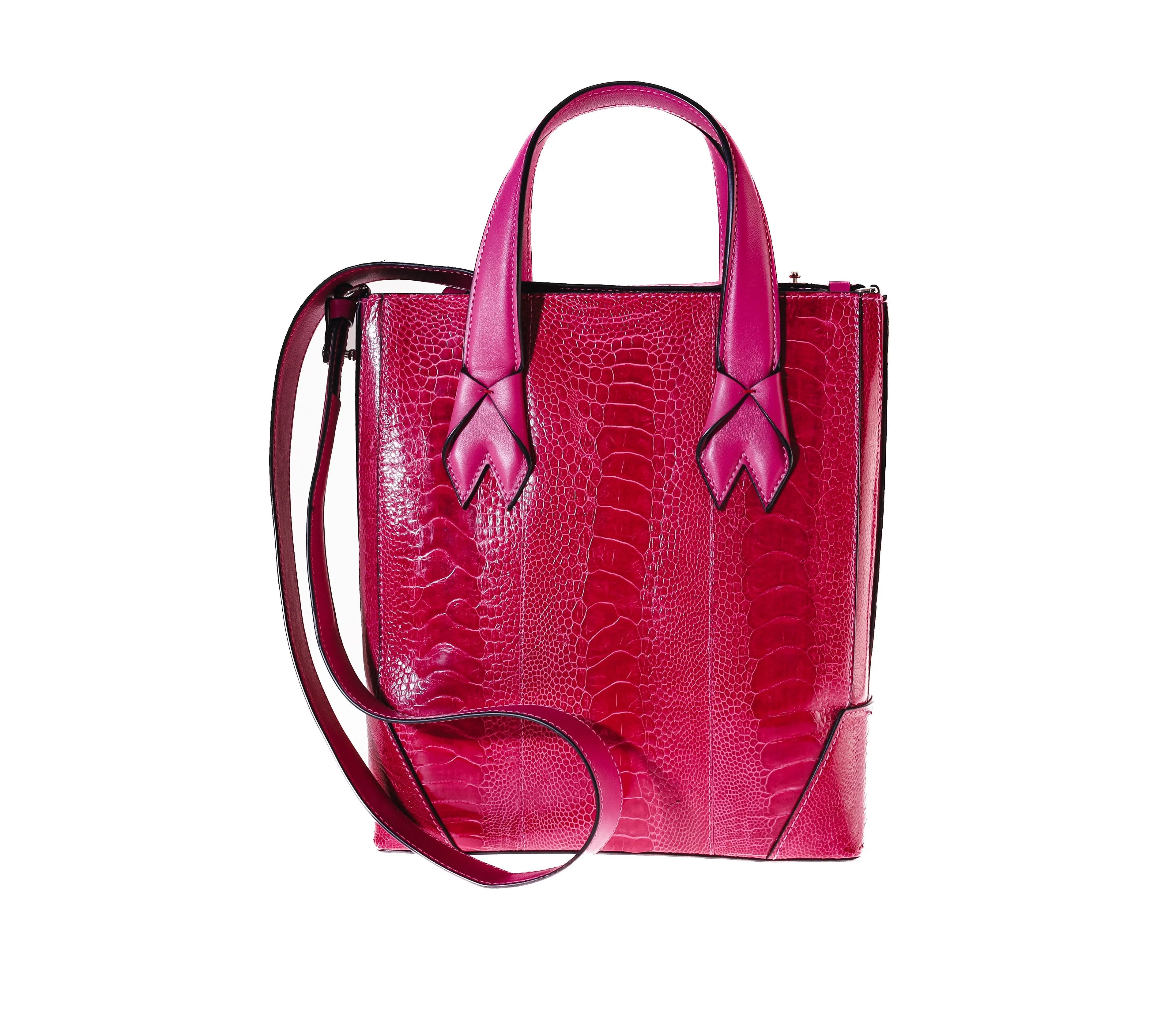 Purple Lola Ostrich Leather Top Handle Bag Bellabags Bellabags