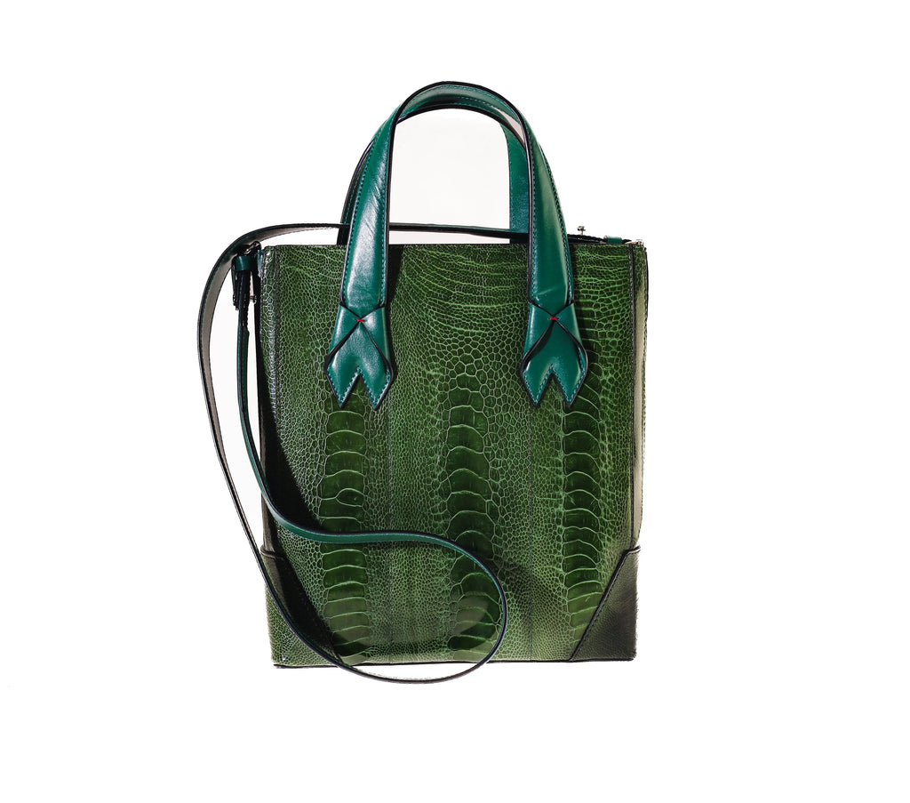 Purple Lola Ostrich Leather Top Handle Bag Bellabags Bellabags