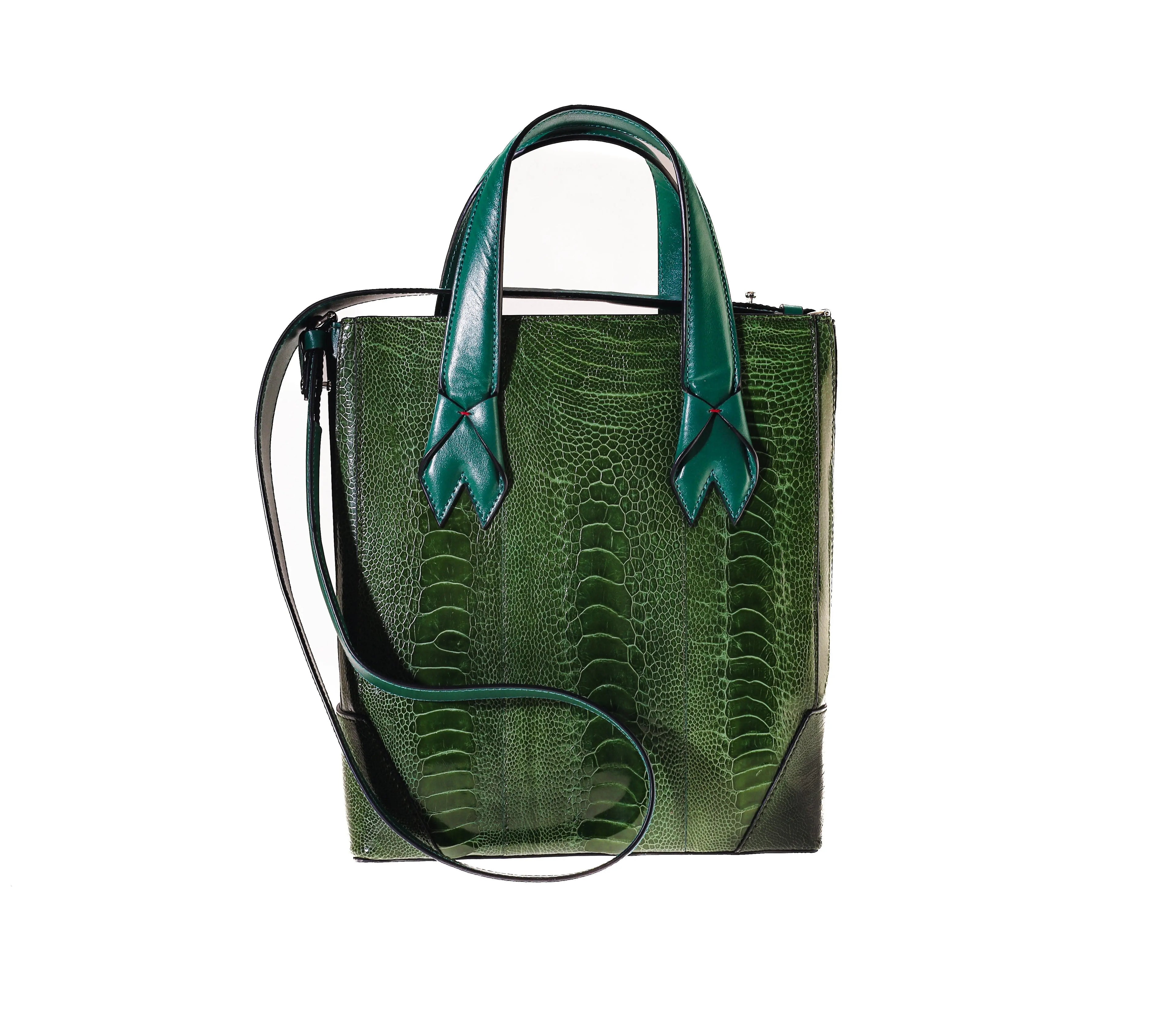 Purple Lola Ostrich Leather Top Handle Bag Bellabags Bellabags