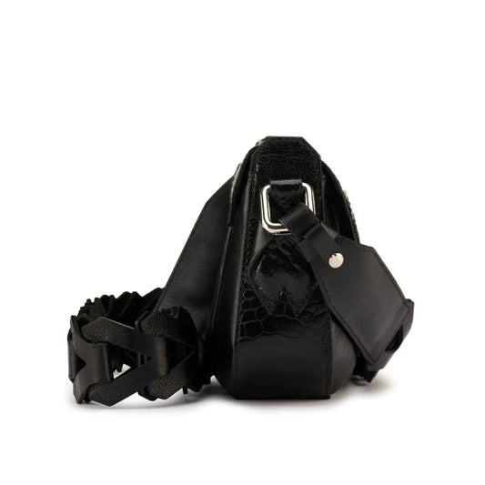 Black Lee Ostrich Leather Shoulder Bag Bellabags Bellabags