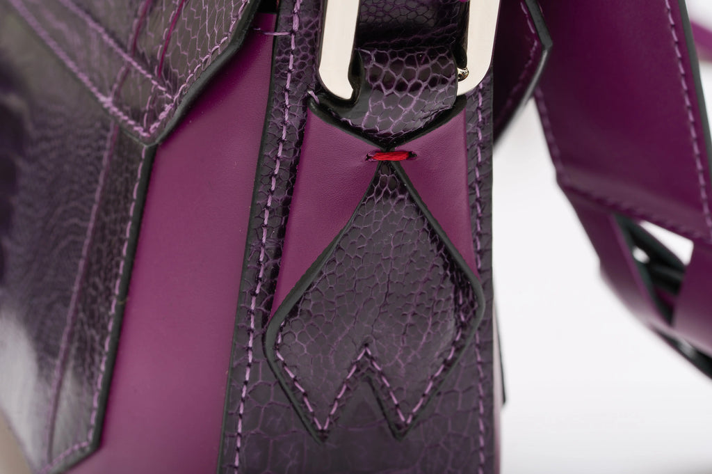 Purple Lee Ostrich Leg Leather Shoulder Bag Bellabags Bellabags