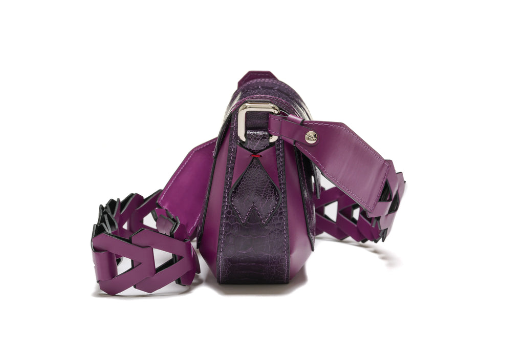 Purple Lee Ostrich Leg Leather Shoulder Bag Bellabags Bellabags