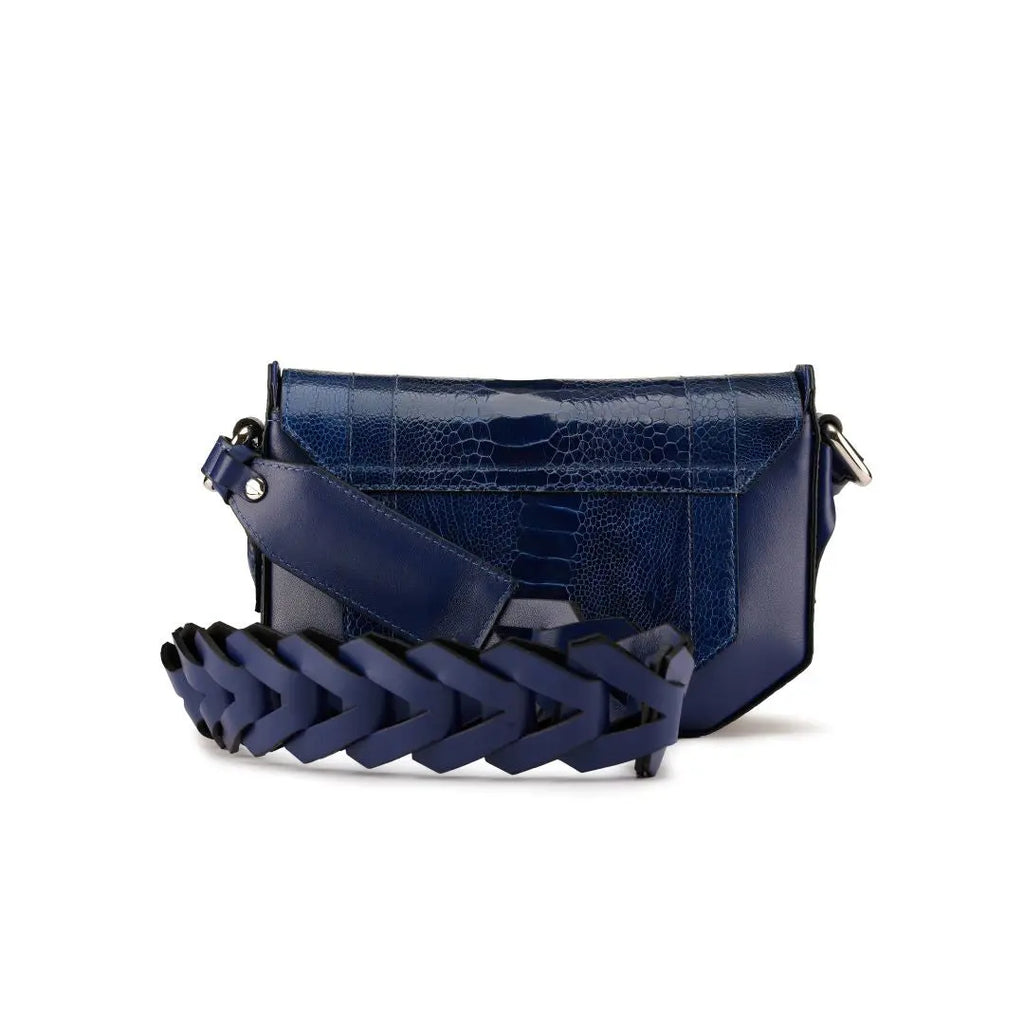 Blue Lee Ostrich Leather Shoulder Bag Bellabags Bellabags