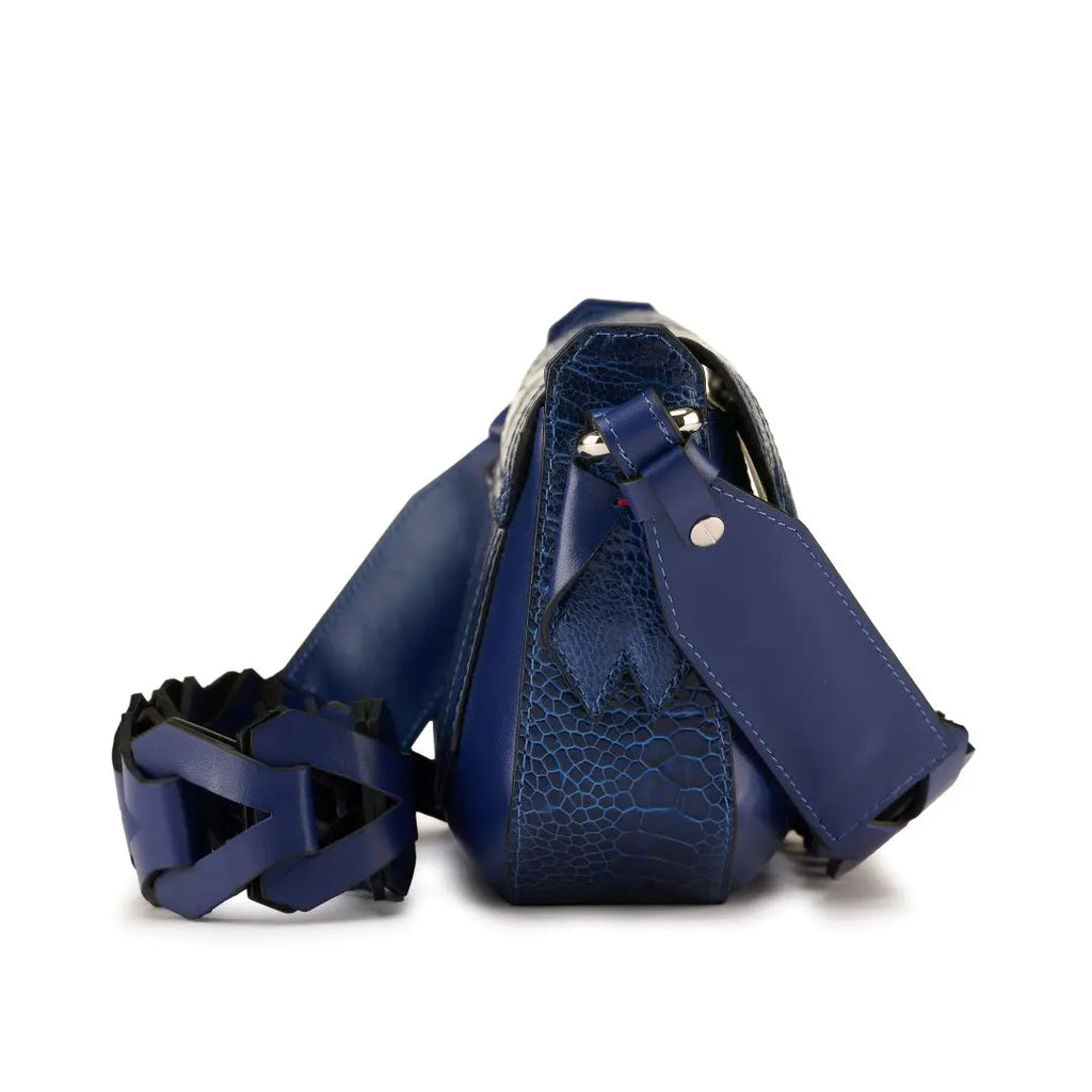 Blue Lee Ostrich Leather Shoulder Bag Bellabags Bellabags