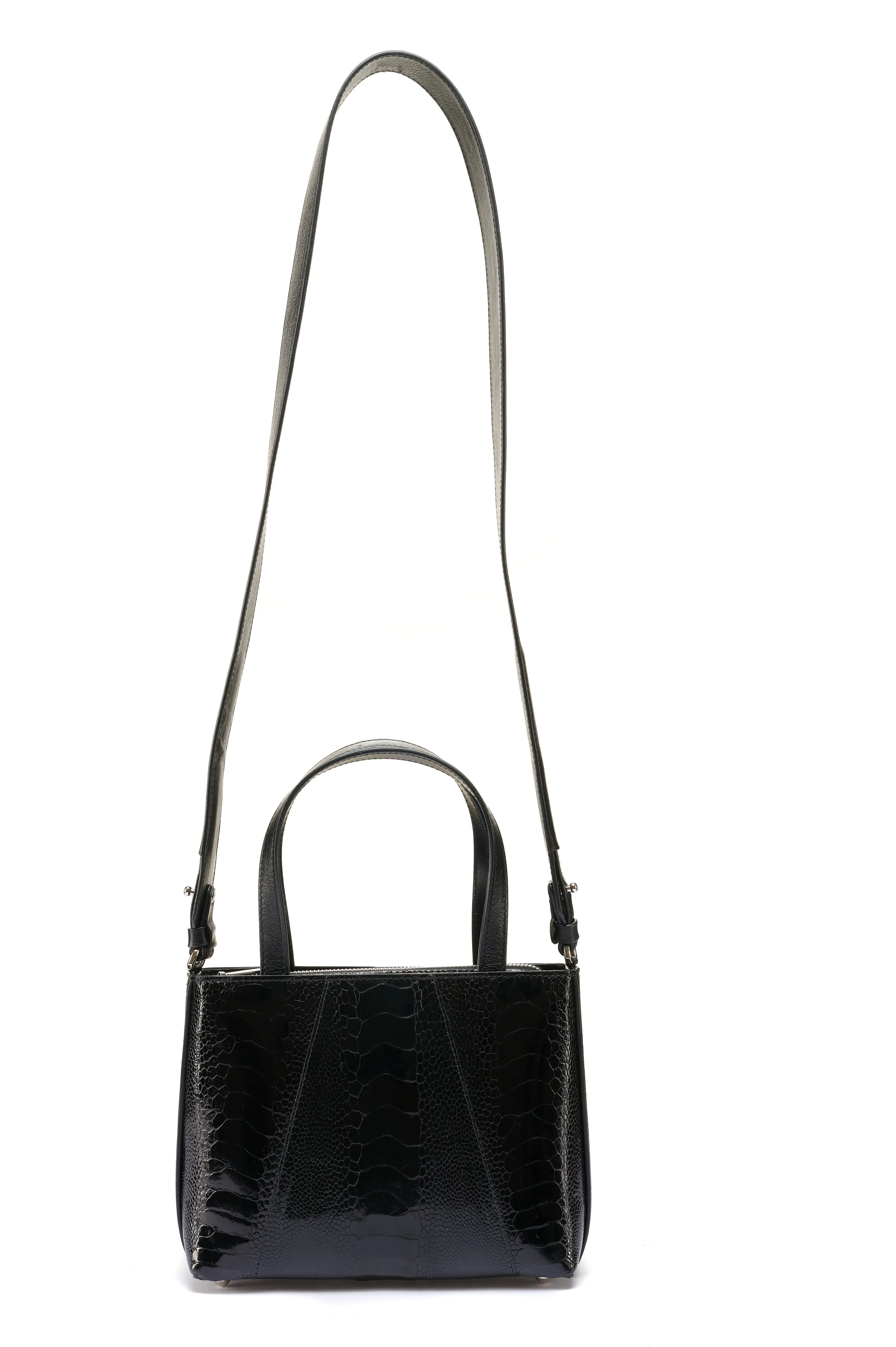 Black Lily Ostrich Leg Leather Shoulder Bag Bellabags Bellabags