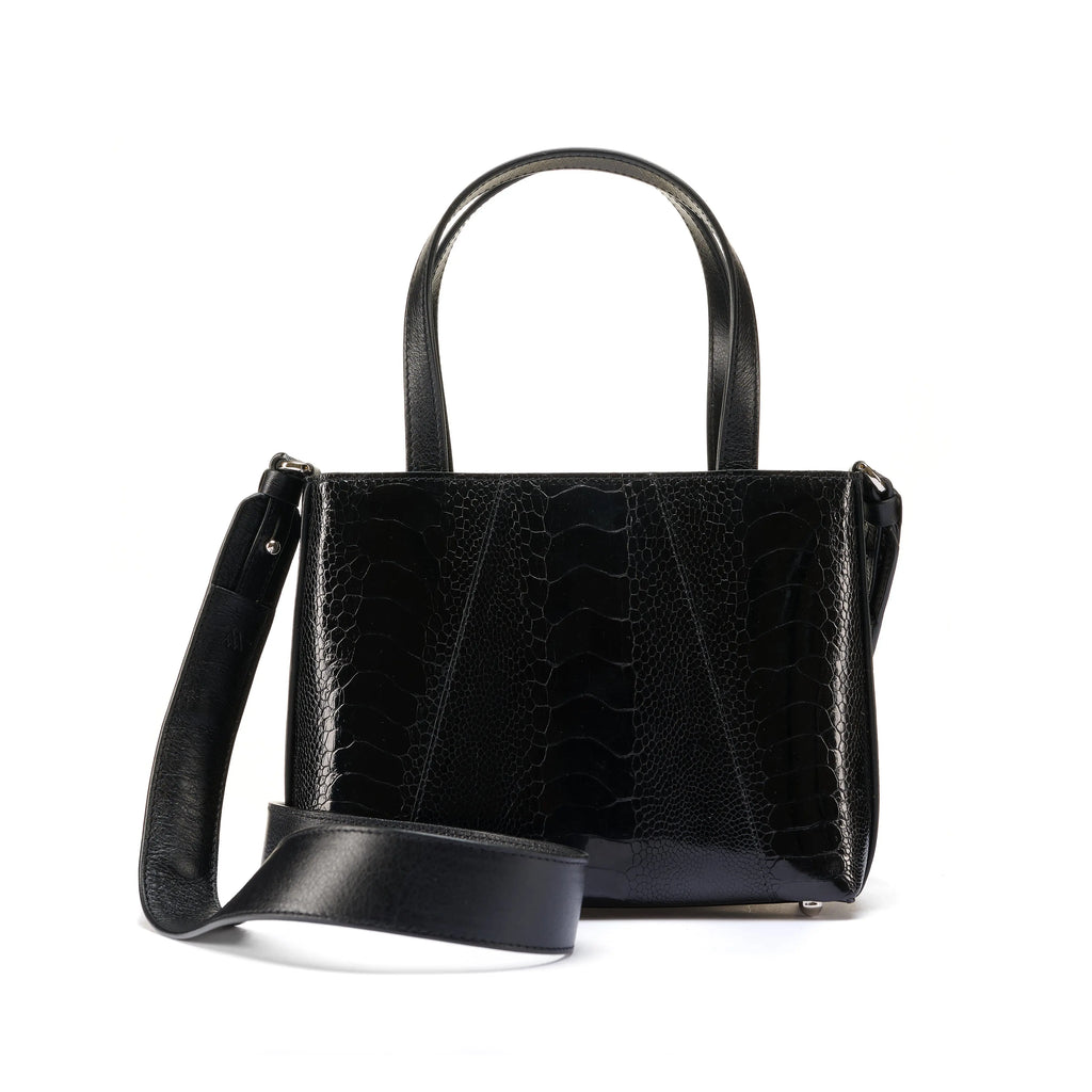 Black Lily Ostrich Leg Leather Shoulder Bag Bellabags Bellabags