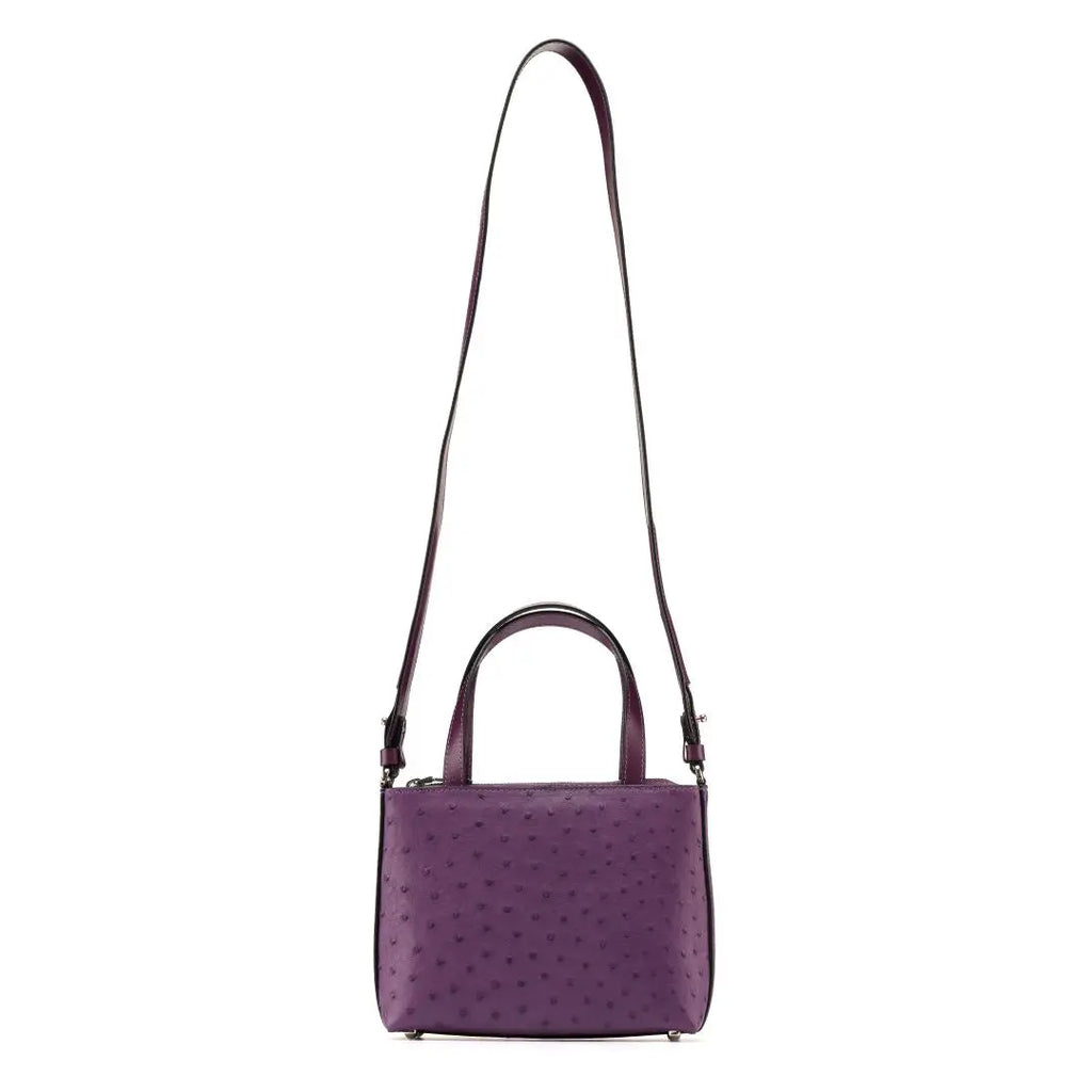 Purple Lily Ostrich Quill Leather Shoulder Bag Bellabags Bellabags