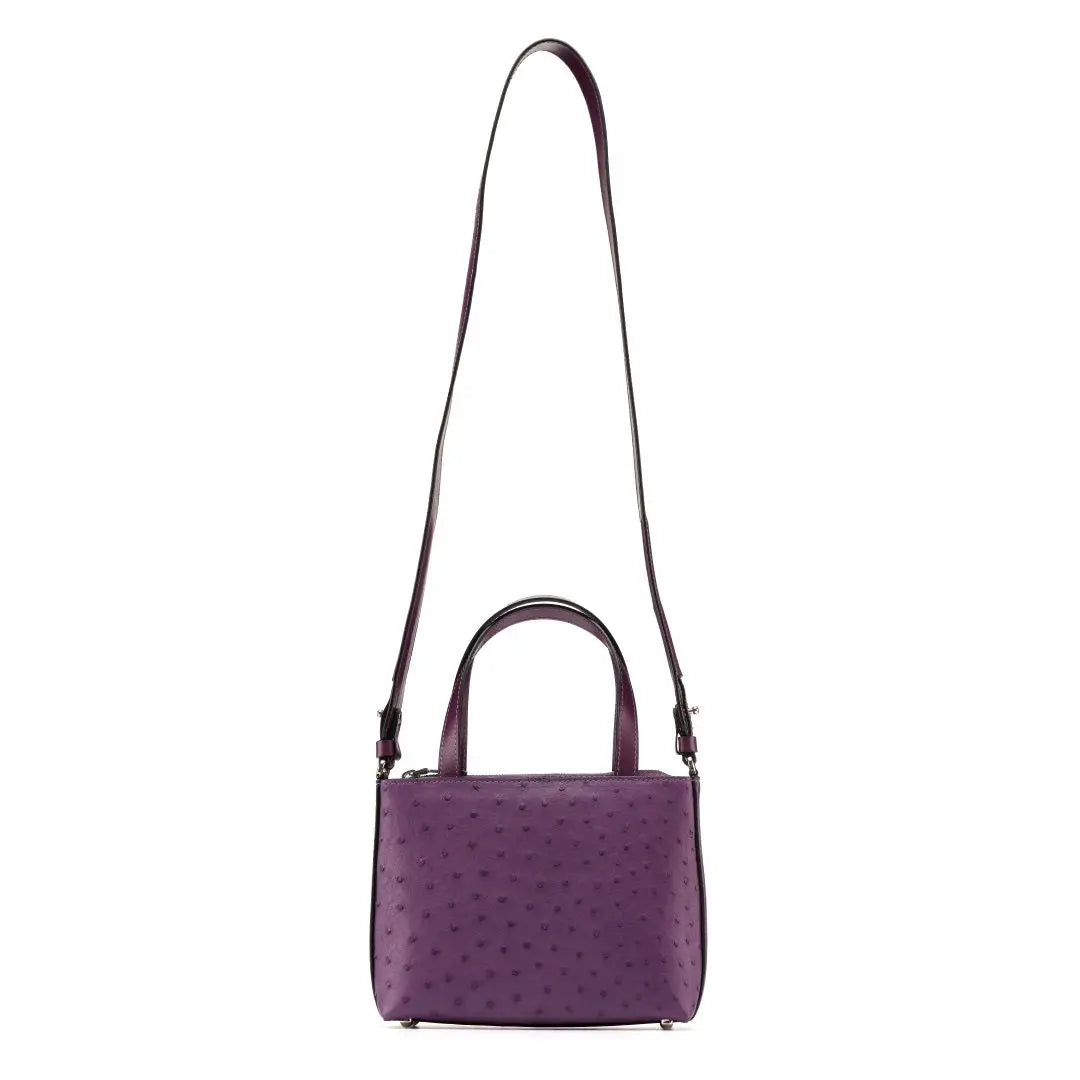 Purple Lily Ostrich Quill Leather Shoulder Bag Bellabags Bellabags