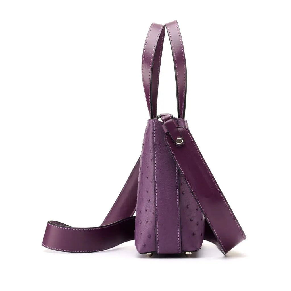 Purple Lily Ostrich Quill Leather Shoulder Bag Bellabags Bellabags