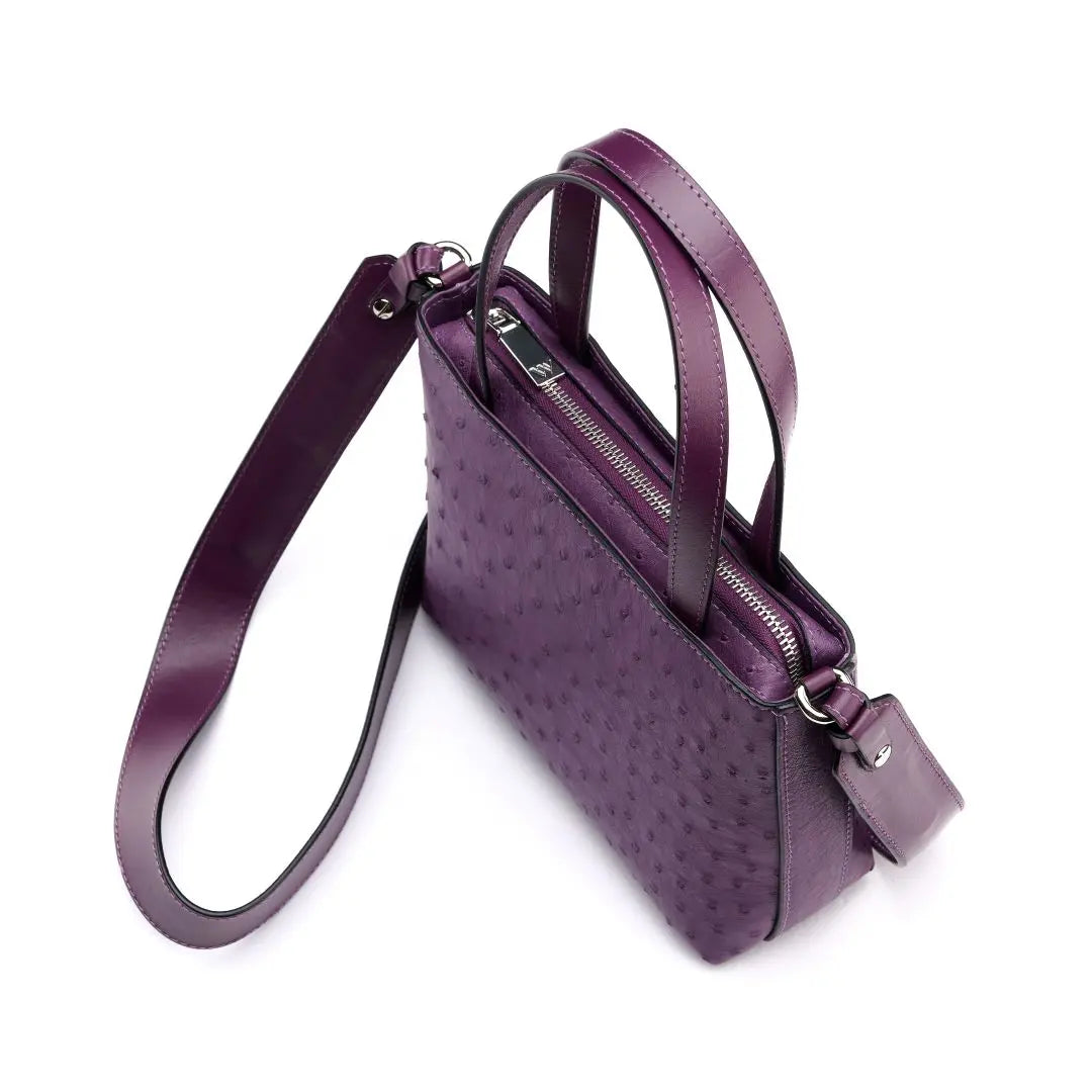 Purple Lily Ostrich Quill Leather Shoulder Bag Bellabags Bellabags