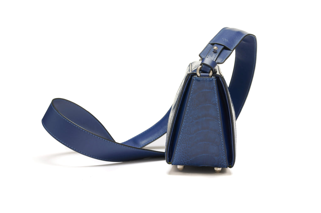 Blue Lottie Ostrich Leather Crossbody Bag Bellabags Bellabags