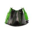 Black Luna Limited Edition Ostrich Leather Shoulder Bag with Green Gussets Bellabags Bellabags