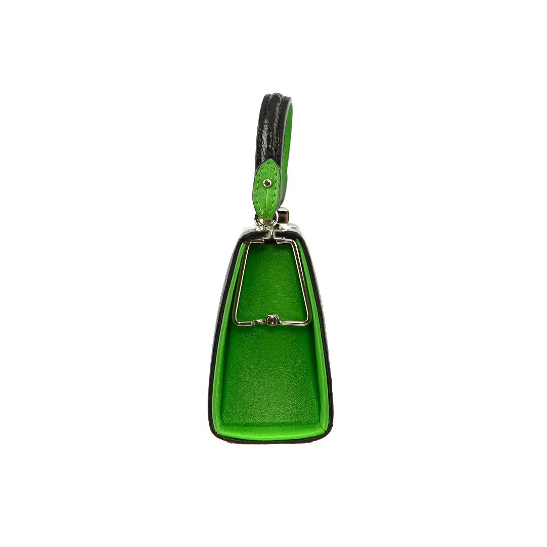 Black Vegas Limited Edition Ostrich Leather Micro Bag with Coloured Gussets Bellabags Bellabags