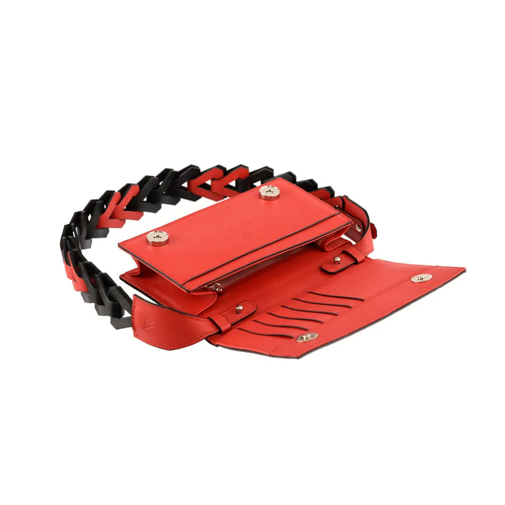 Black Georgia Limited Edition Ostrich Leather Clutch Bag with Red Gussets Bellabags Bellabags