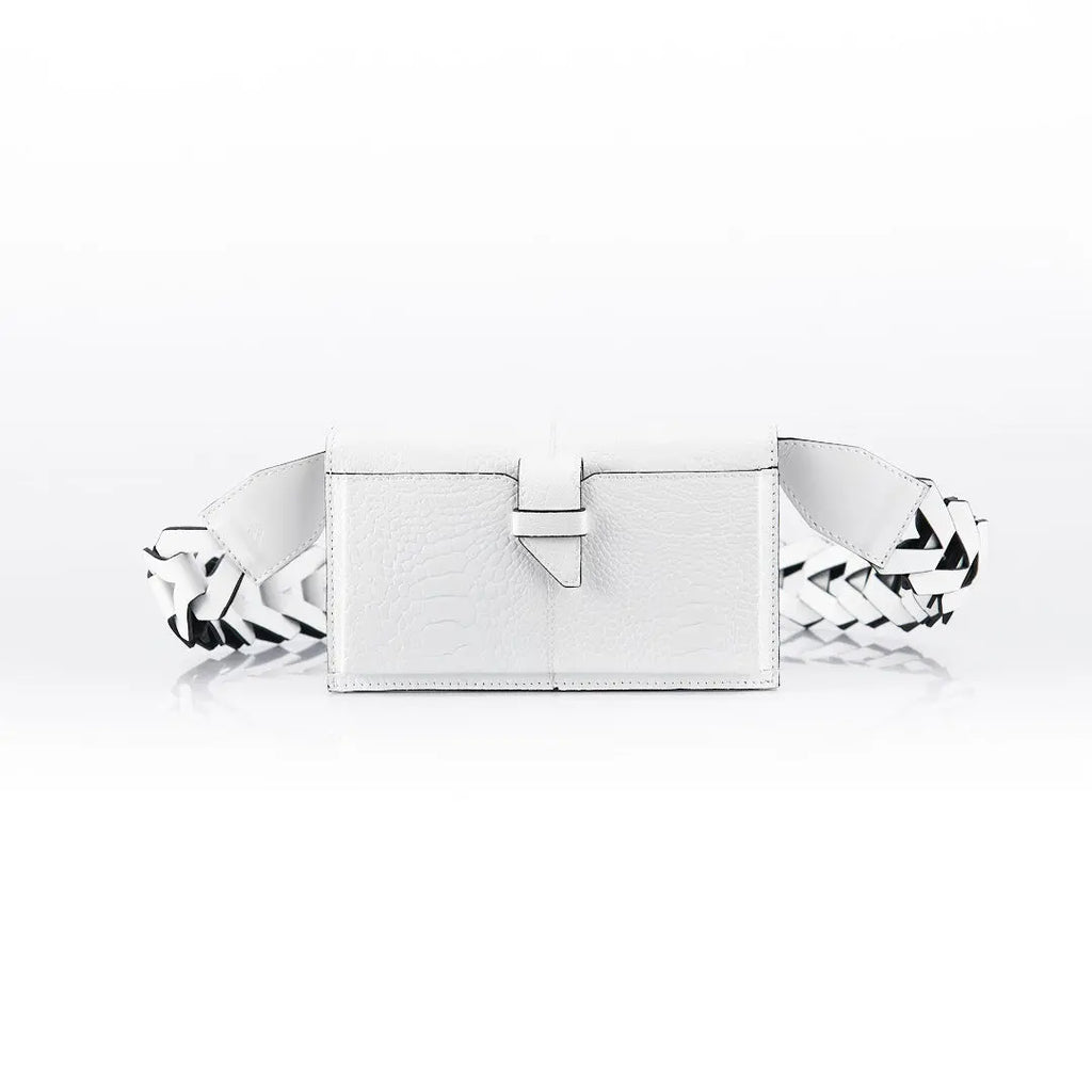 White Georgia Ostrich Leather Clutch Bag Bellabags Bellabags