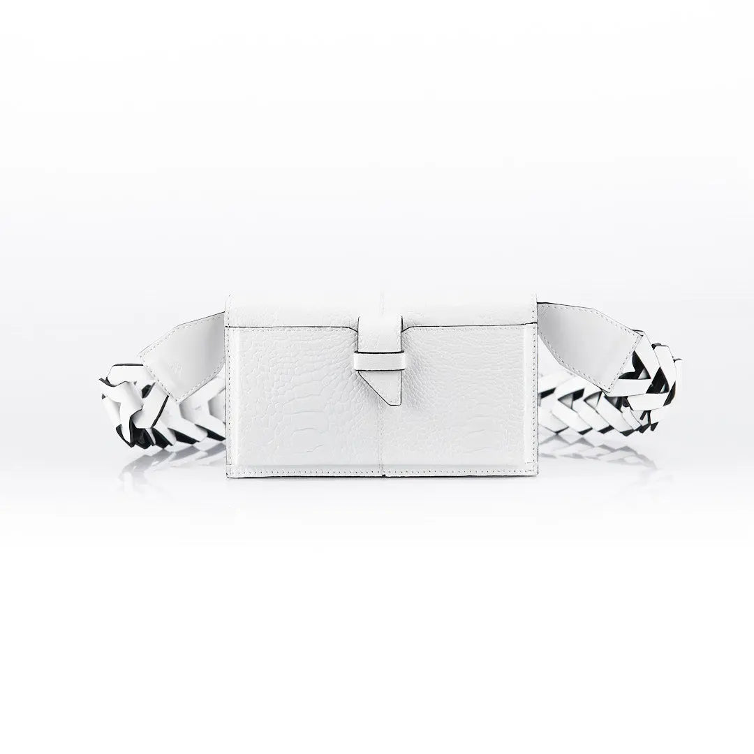 White Georgia Ostrich Leather Clutch Bag Bellabags Bellabags