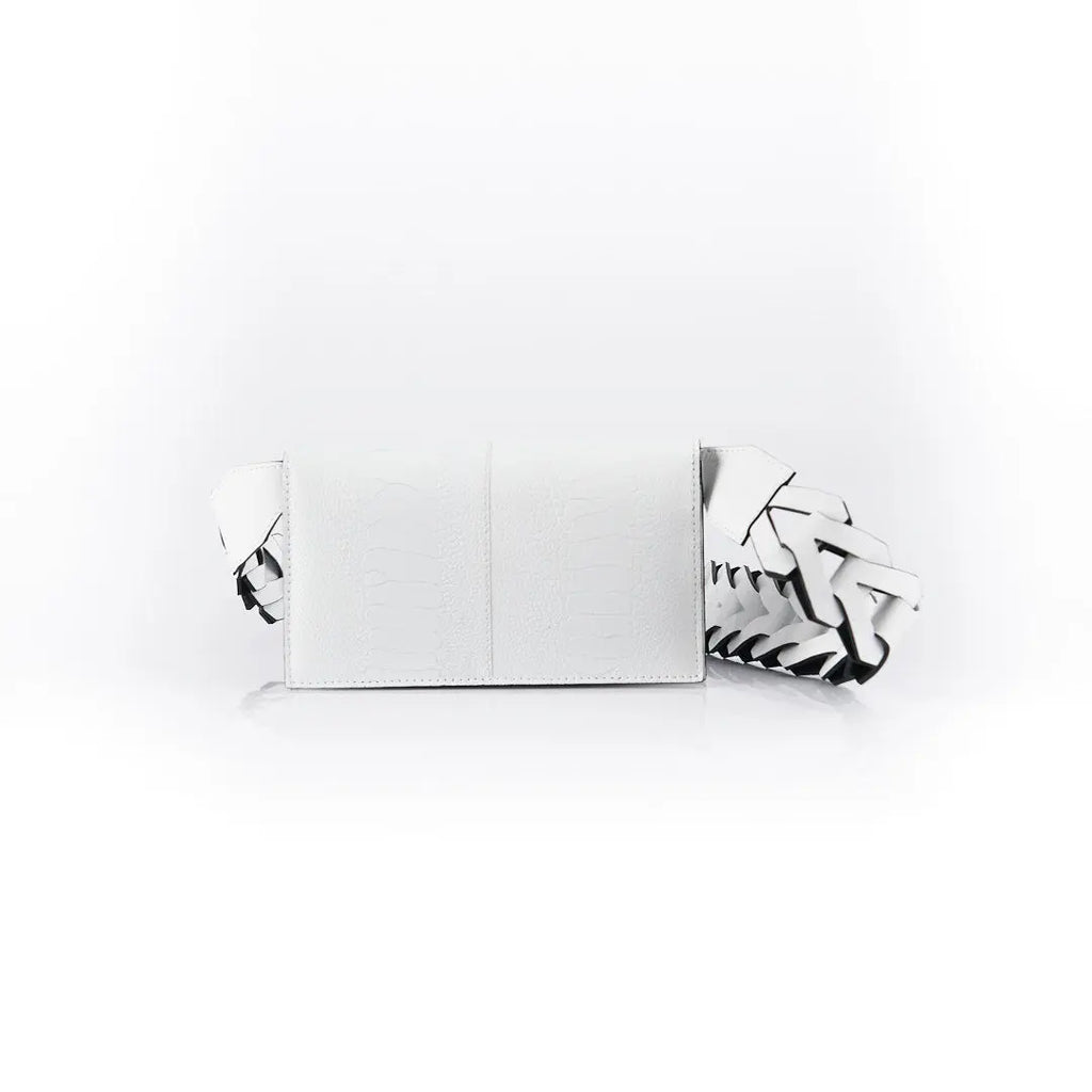 White Georgia Ostrich Leather Clutch Bag Bellabags Bellabags