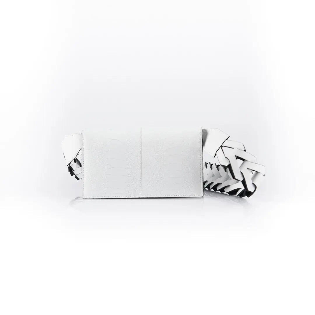 White Georgia Ostrich Leather Clutch Bag Bellabags Bellabags