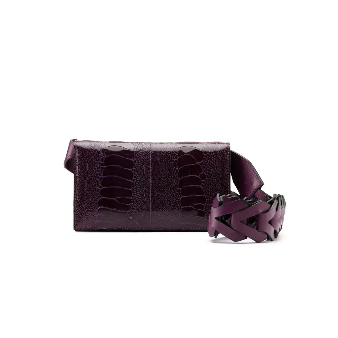 Purple Georgia Ostrich Leg Leather Clutch Bag Bellabags Bellabags
