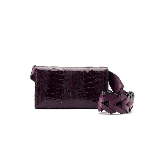 Purple Georgia Ostrich Leg Leather Clutch Bag Bellabags Bellabags