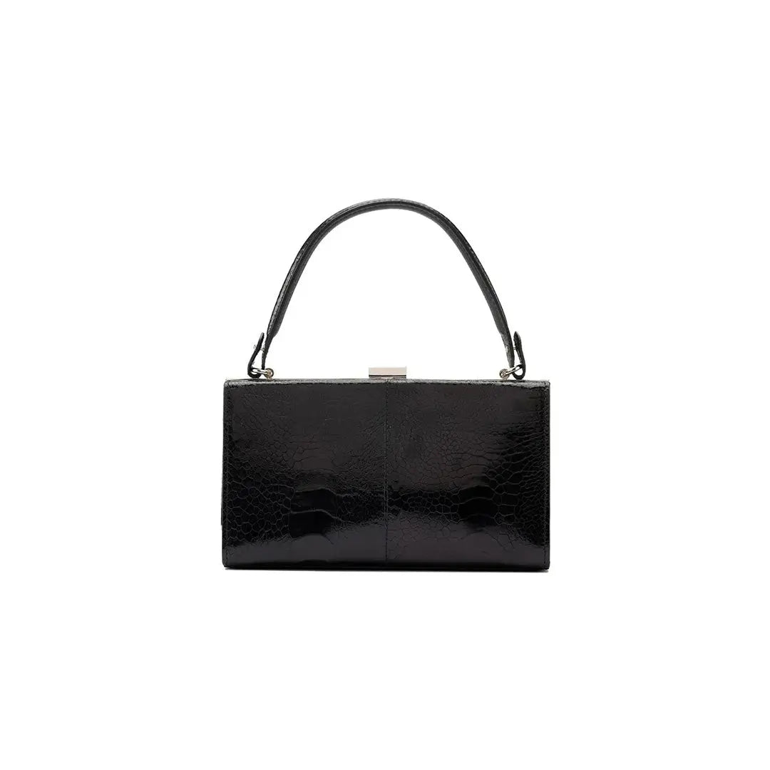 Black Libby Ostrich Leather Evening Bag Bellabags Bellabags
