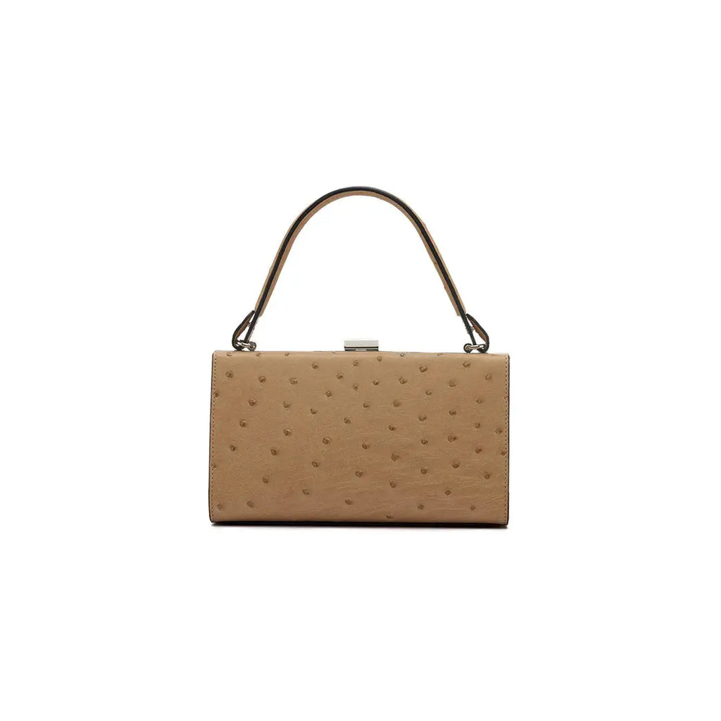 Beige Libby Ostrich Leather Evening Bag Bellabags Bellabags
