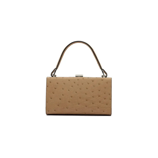 Beige Libby Ostrich Leather Evening Bag Bellabags Bellabags