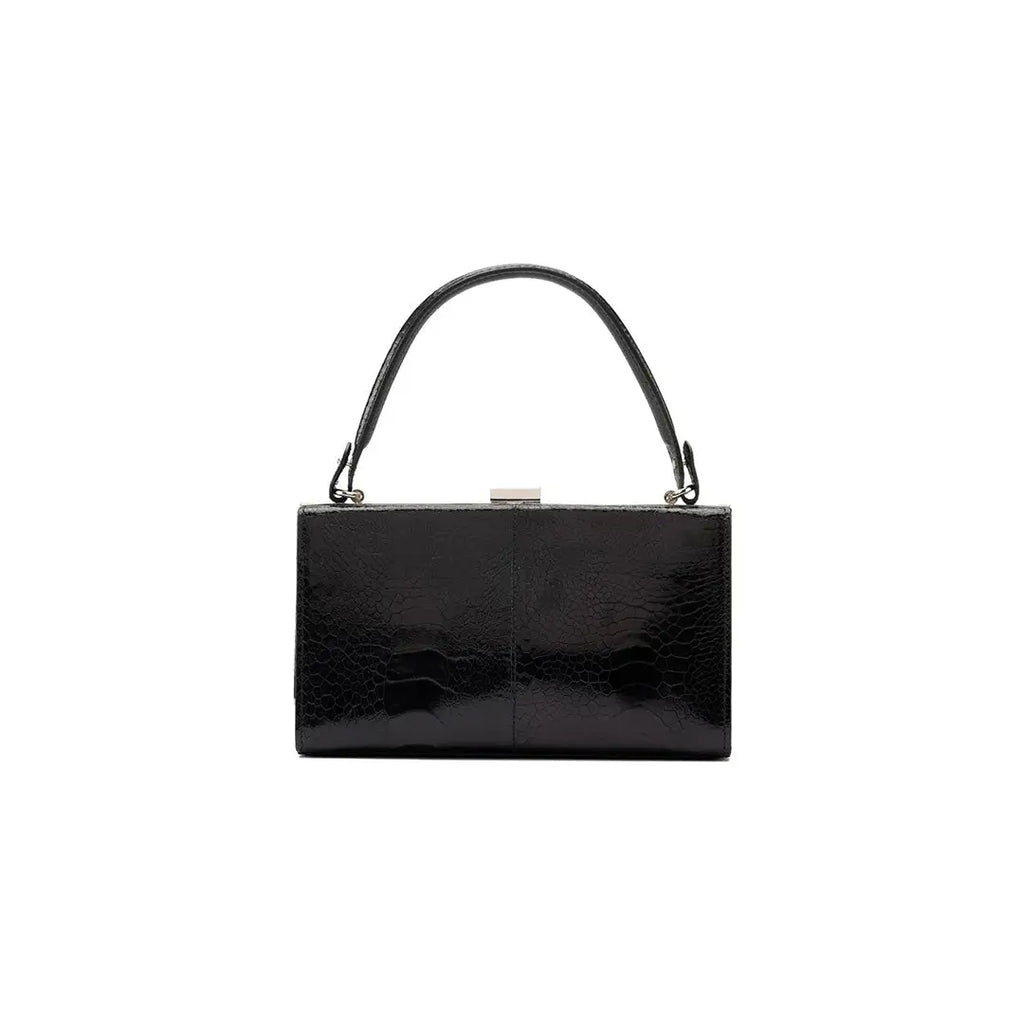 Black Libby Ostrich Leg Leather Evening Bag Bellabags Bellabags