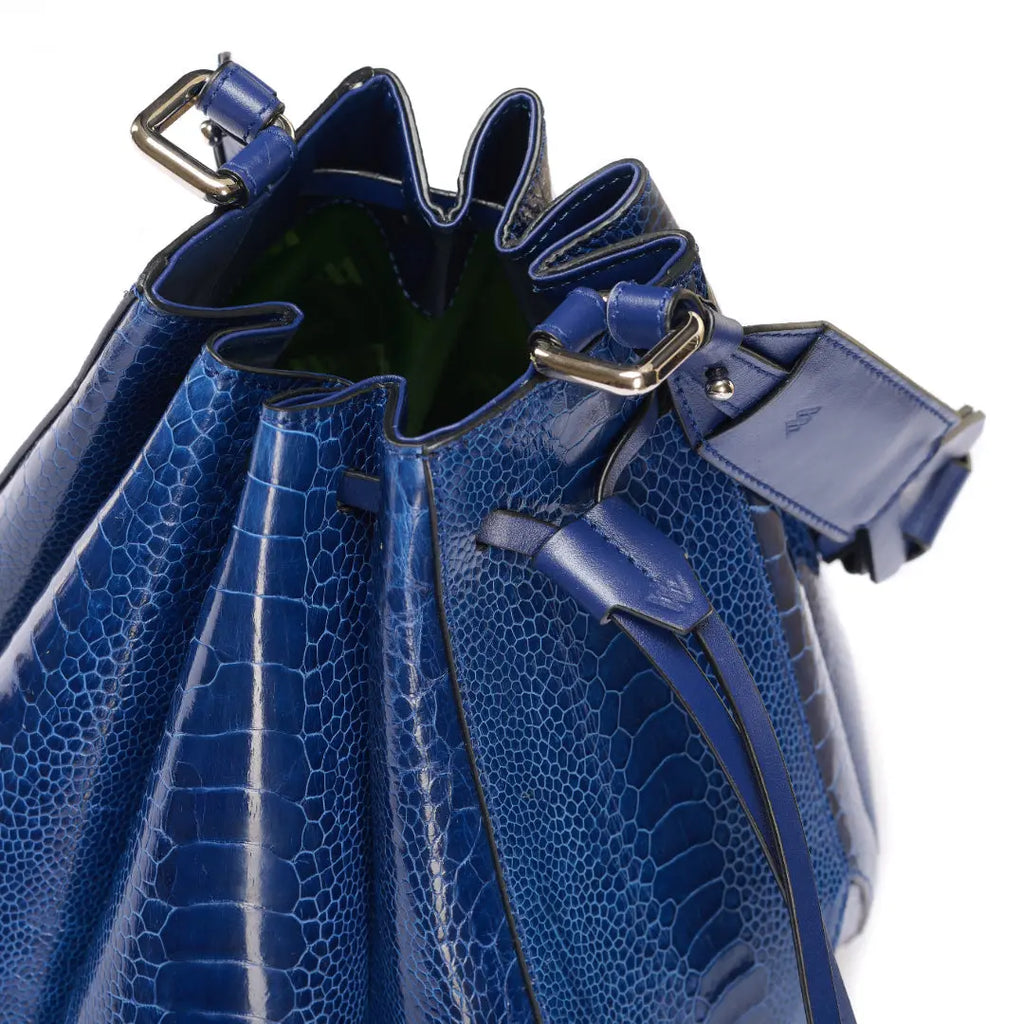 Blue Venus Ostrich Leather Bucket Bag Bellabags Bellabags
