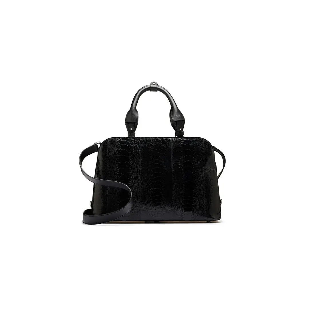 Black Lexington Ostrich Leg Leather Business Bag Bellabags Bellabags