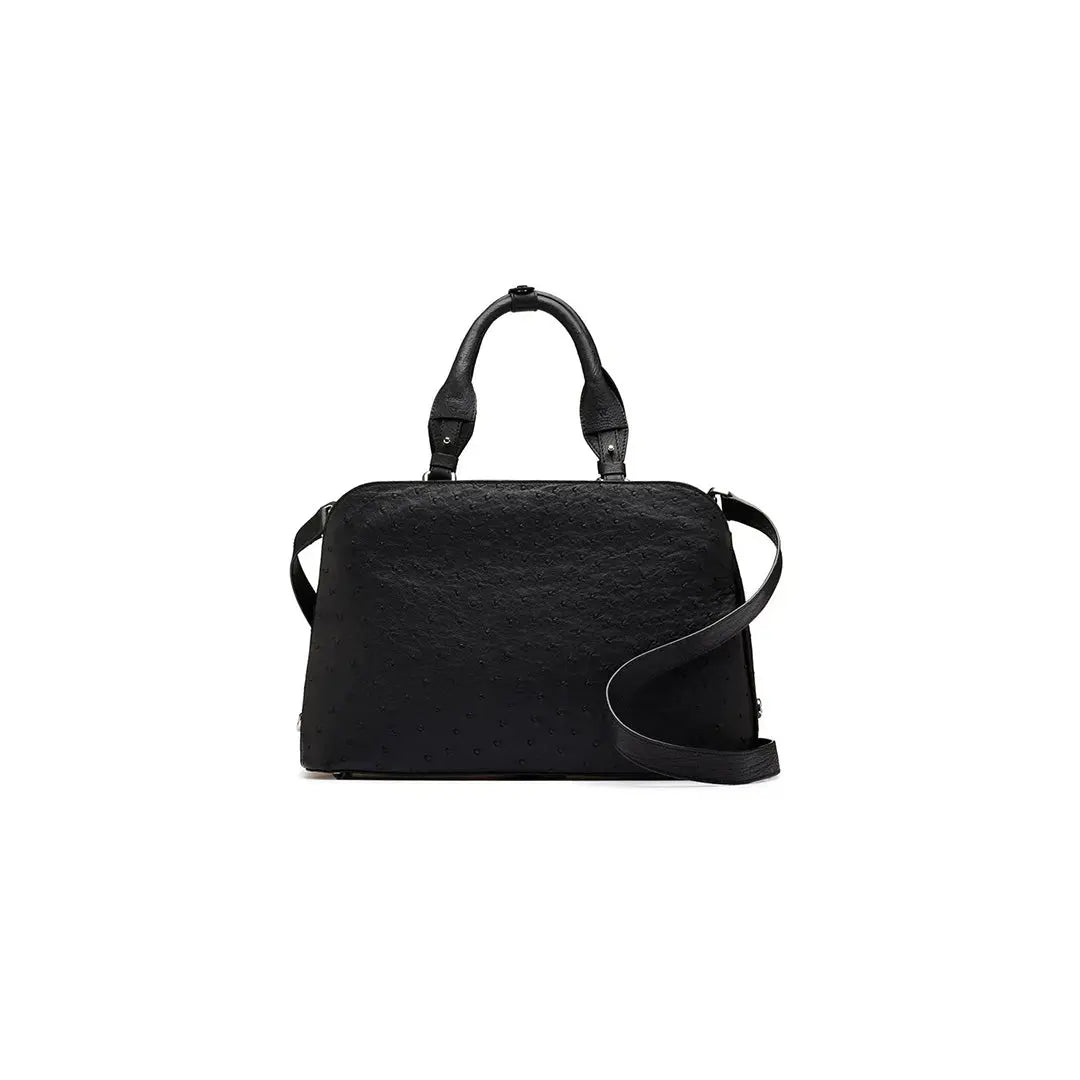 Black Lexington Ostrich Quill Leather Business Bag Bellabags Bellabags